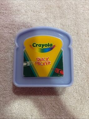 Crayola blue 2003 Snack Packer Container with Yellow Label